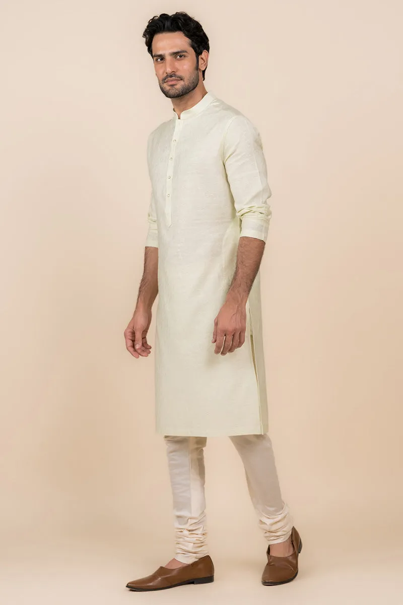 Light Green Floral Self Jacquard Kurta Set