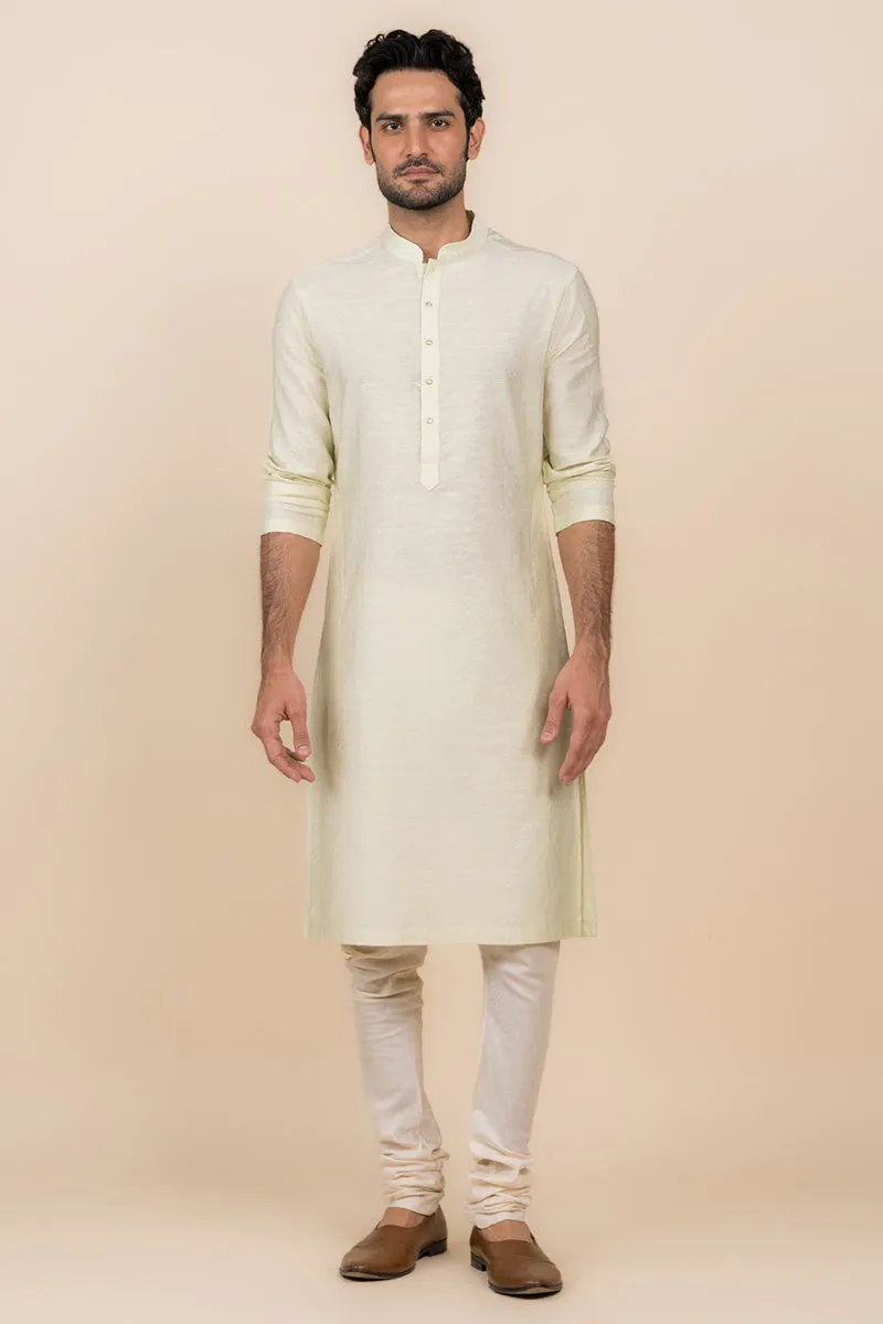 Light Green Floral Self Jacquard Kurta Set