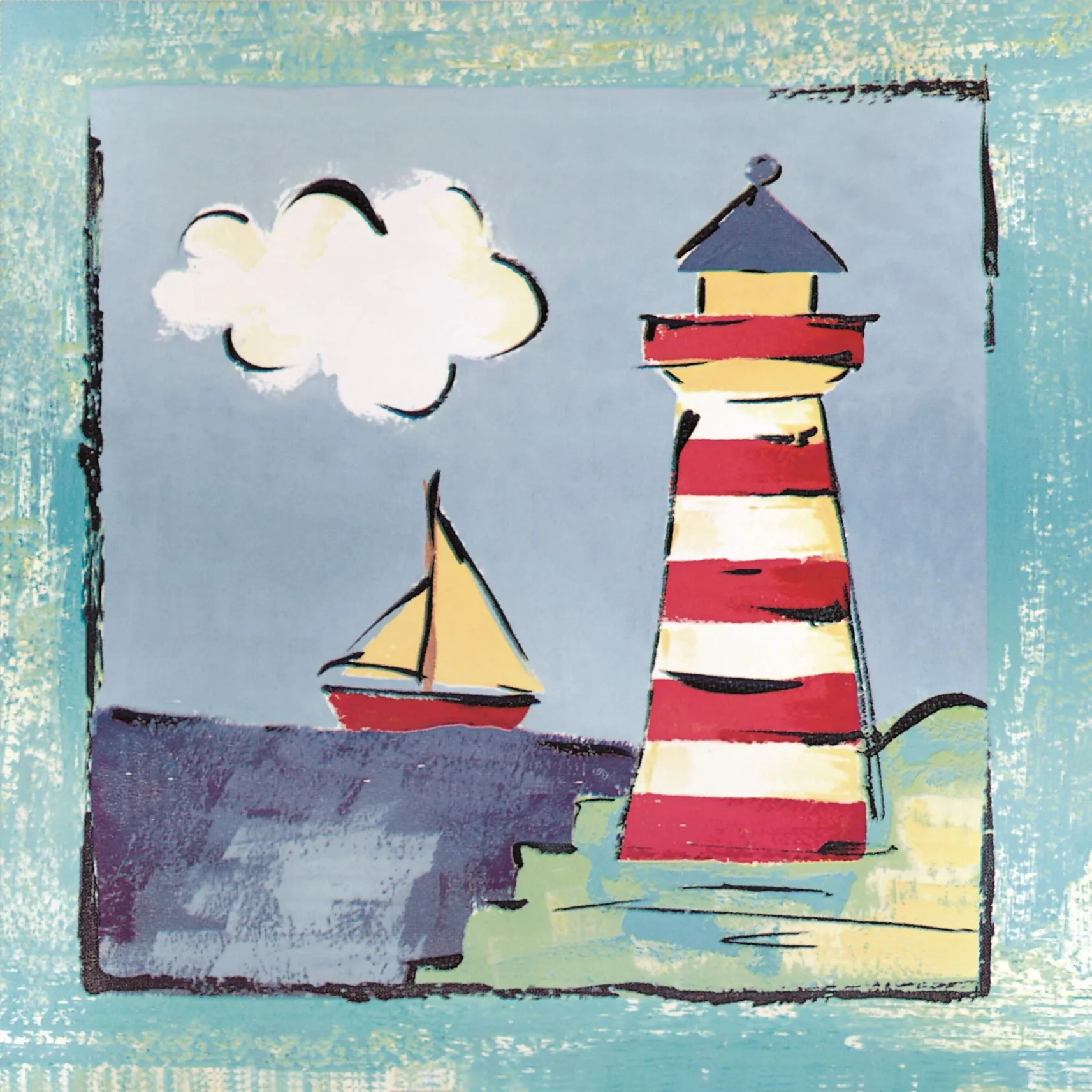 Light House Tile Vinyl Sticker Set of 6 (140/140mm, Self-Adhesive)