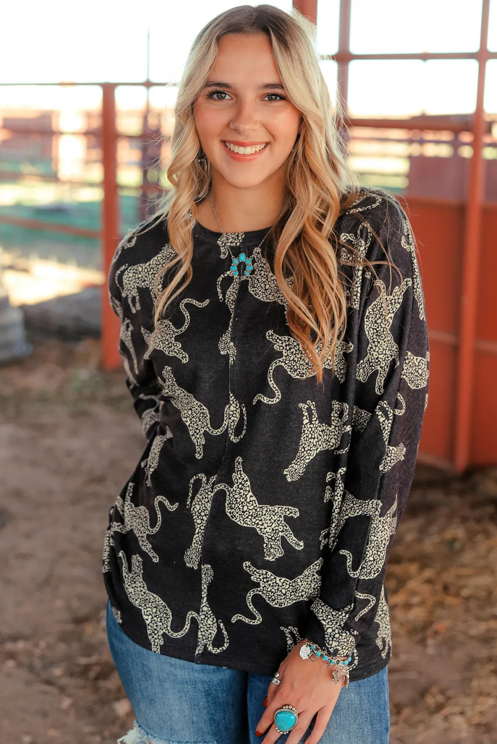 Lively Cheetah Print Long Sleeve Top