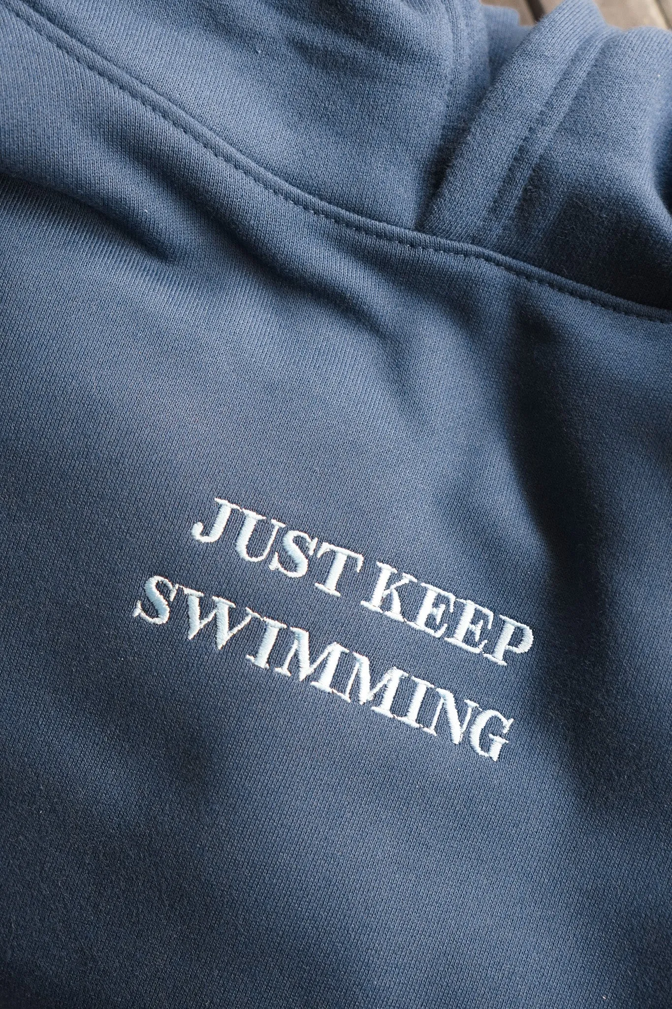 Mariposa Just Keep Swimming Hoodie (WHITE PRINT)