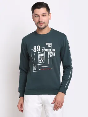 Men Green Printed Sweatshirt