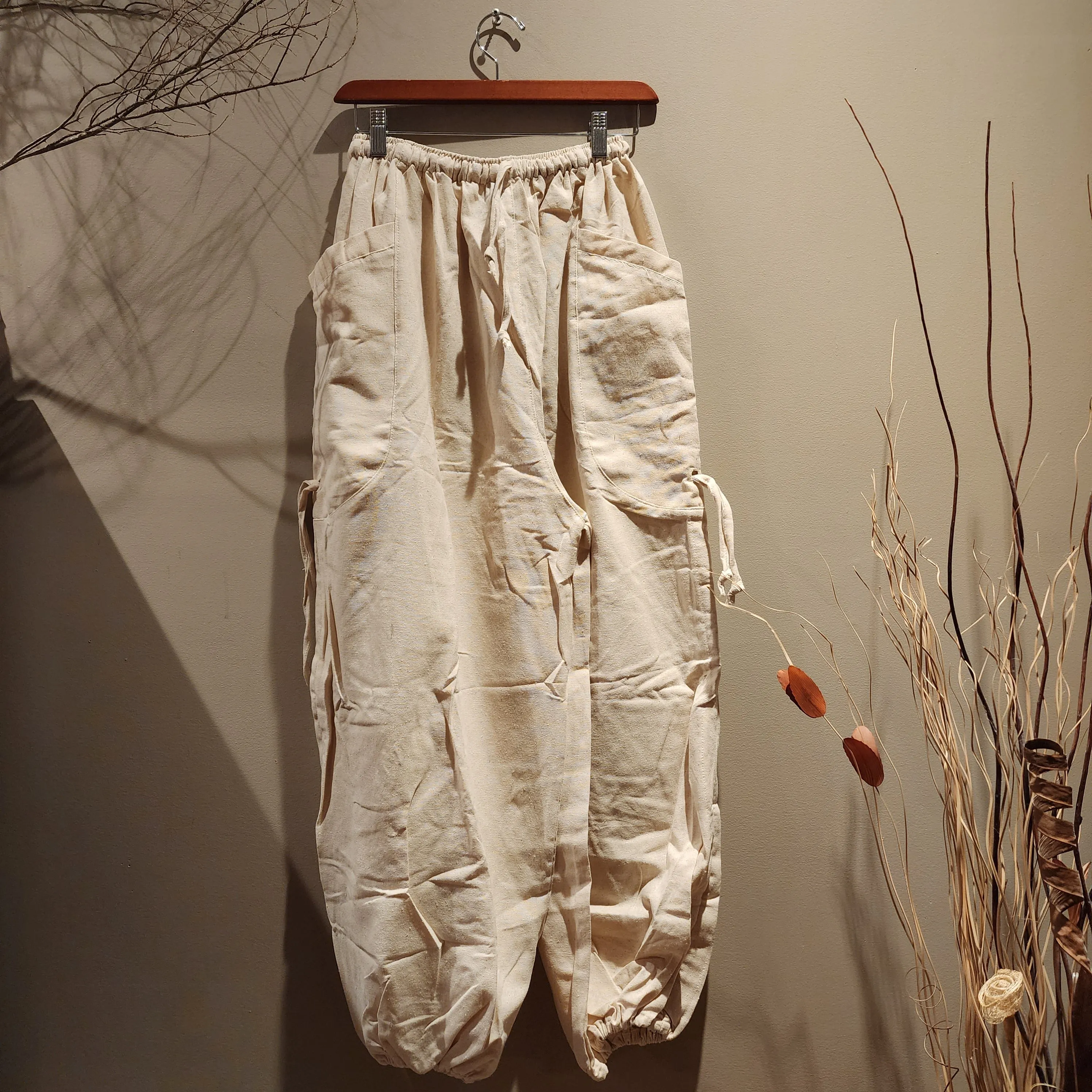 Natural Cotton Drawstring Comfy Pants