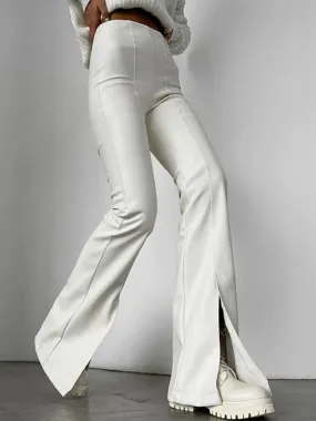 #PB Chic Fashion PU Leather High Rise Flare Pants