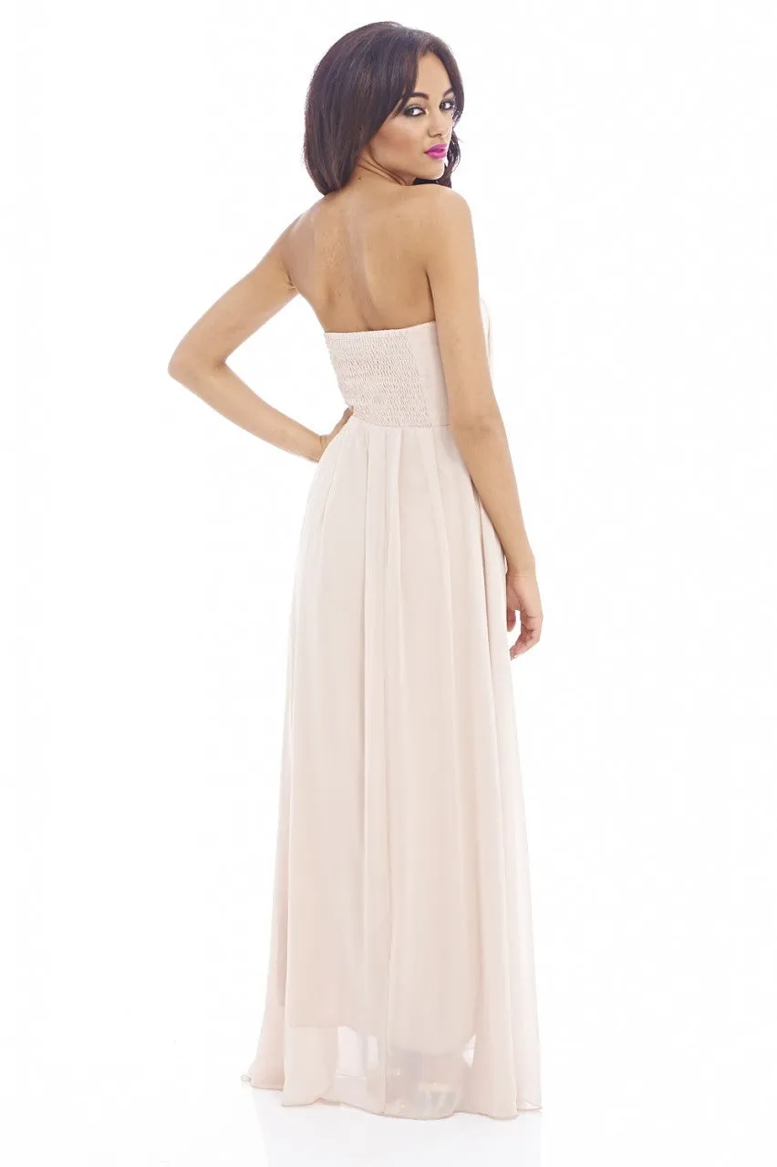 Plain Elegant Chiffon Strapless Dress