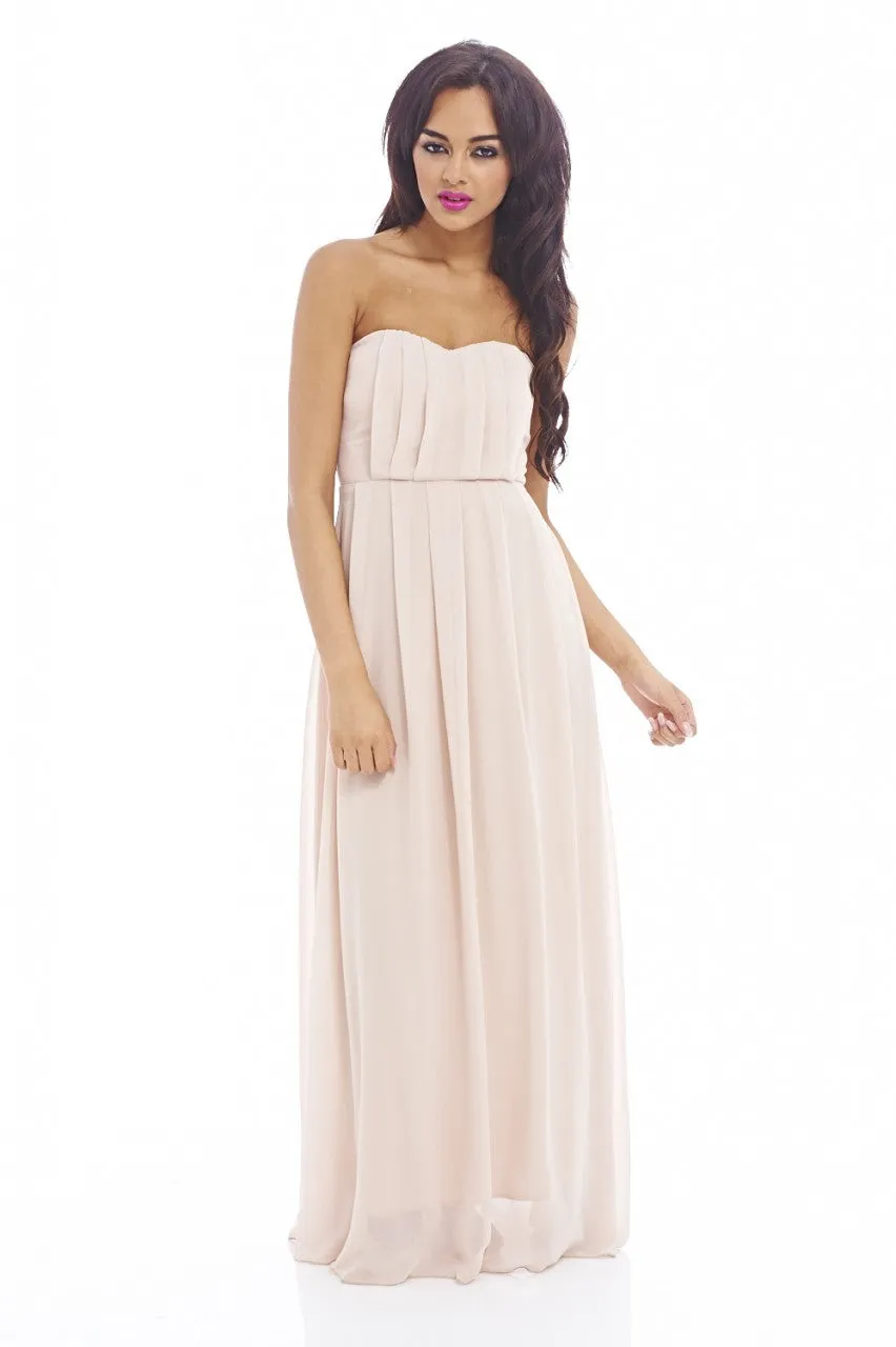 Plain Elegant Chiffon Strapless Dress