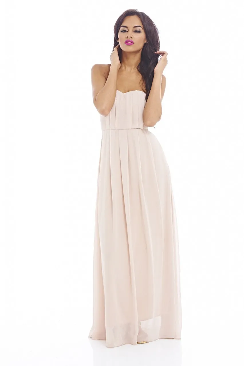 Plain Elegant Chiffon Strapless Dress