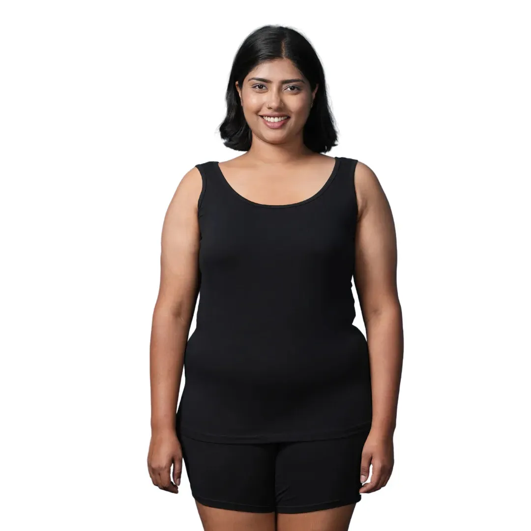 Plus Size Inner Tank Tops | Wide Fabric Shoulder | Round Neckline | Offers Full Coverage