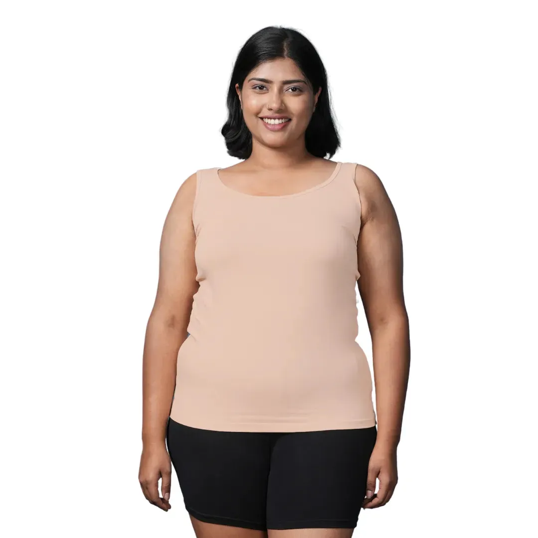 Plus Size Inner Tank Tops | Wide Fabric Shoulder | Round Neckline | Offers Full Coverage