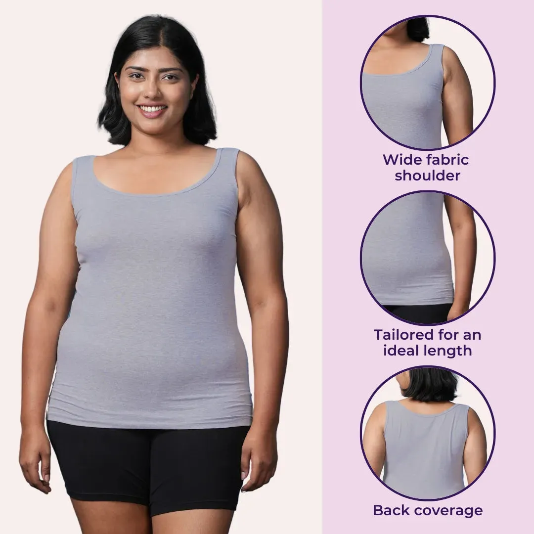 Plus Size Inner Tank Tops | Wide Fabric Shoulder | Round Neckline | Offers Full Coverage