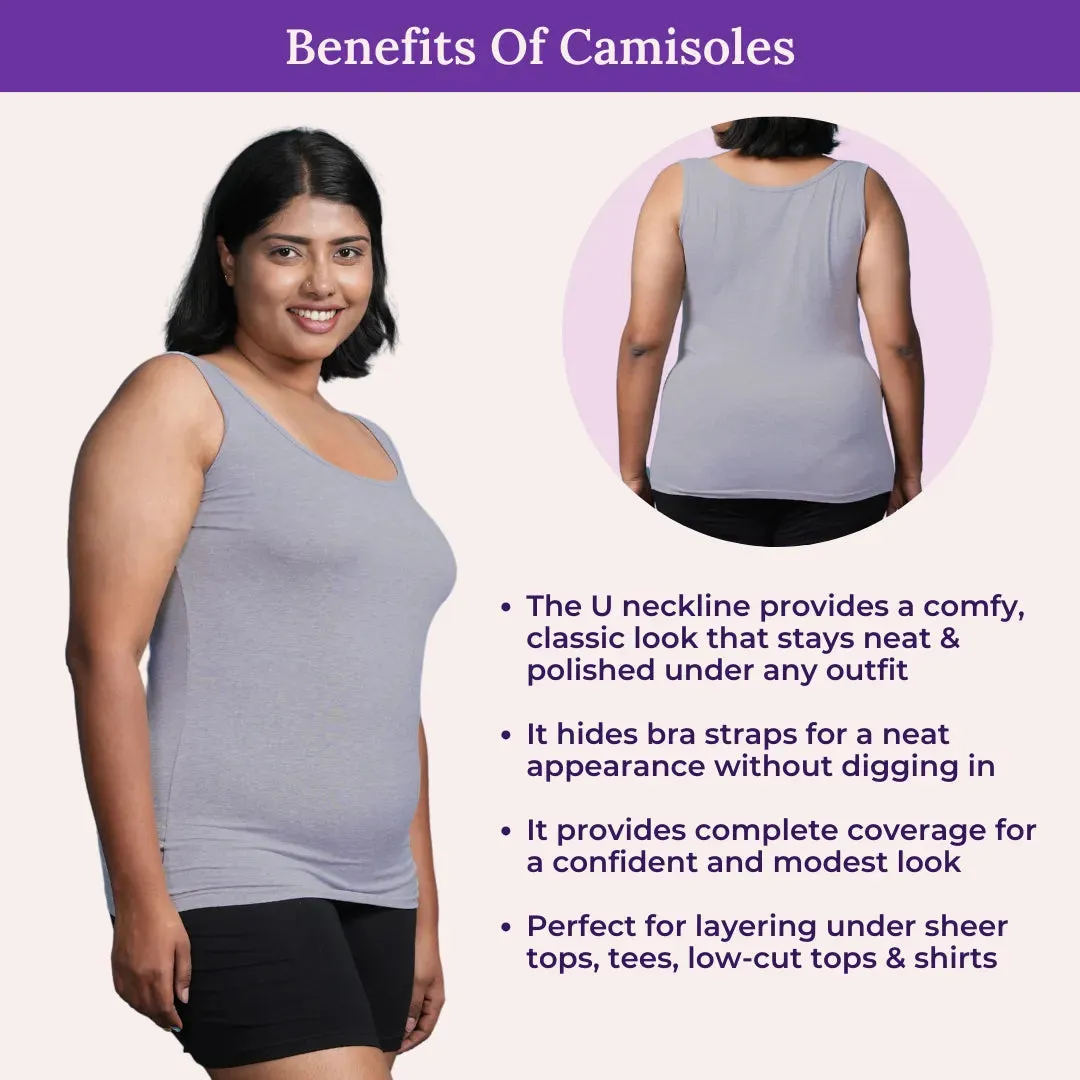 Plus Size Inner Tank Tops | Wide Fabric Shoulder | Round Neckline | Offers Full Coverage