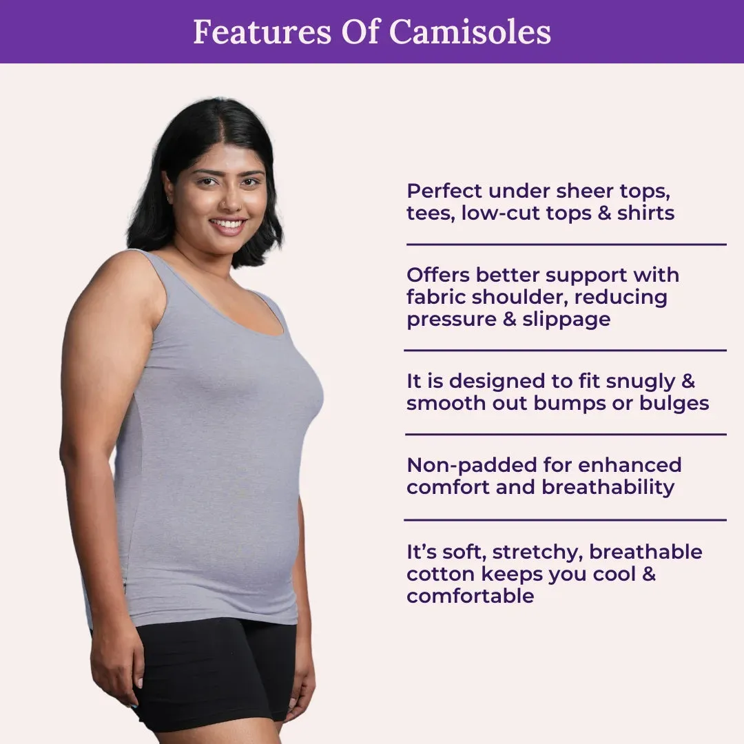 Plus Size Inner Tank Tops | Wide Fabric Shoulder | Round Neckline | Offers Full Coverage