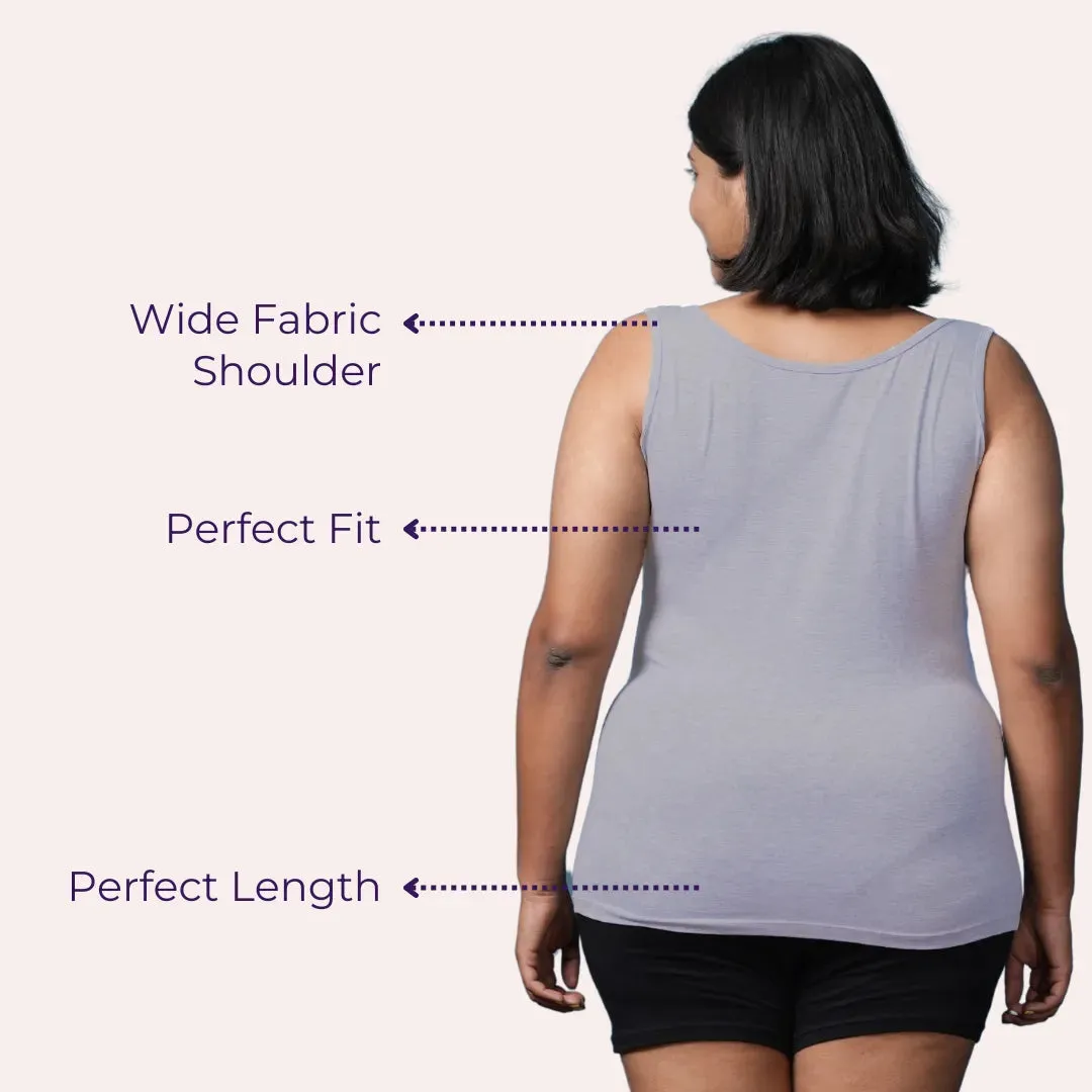 Plus Size Inner Tank Tops | Wide Fabric Shoulder | Round Neckline | Offers Full Coverage