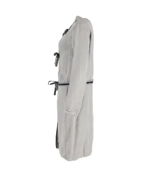 Prada Tie-Fastening Coat in Gray Linen