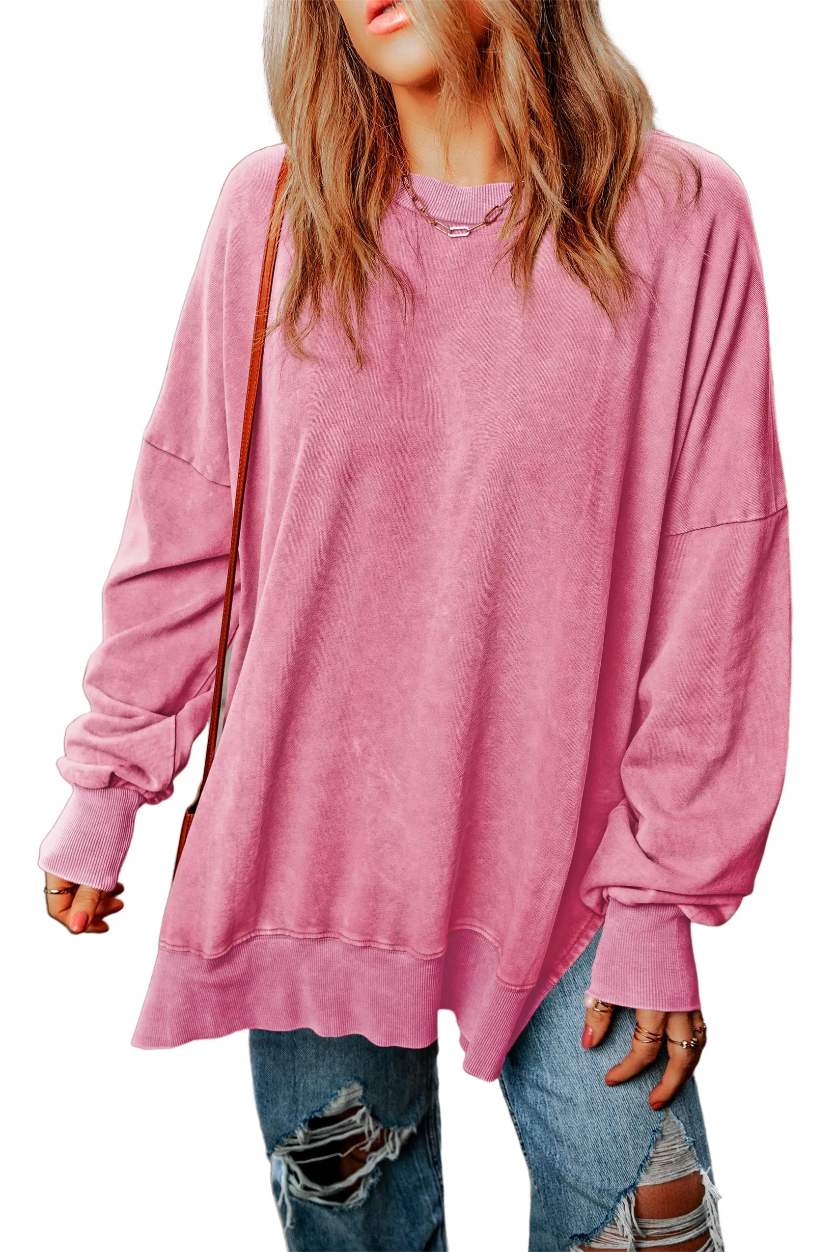 Ribbed Trim Oversized Sweatshirt