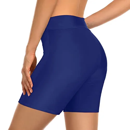 Slim Look Tummy Control Swimming Shorts Womens Swim Shorts-Blue