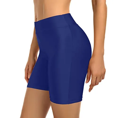 Slim Look Tummy Control Swimming Shorts Womens Swim Shorts-Blue