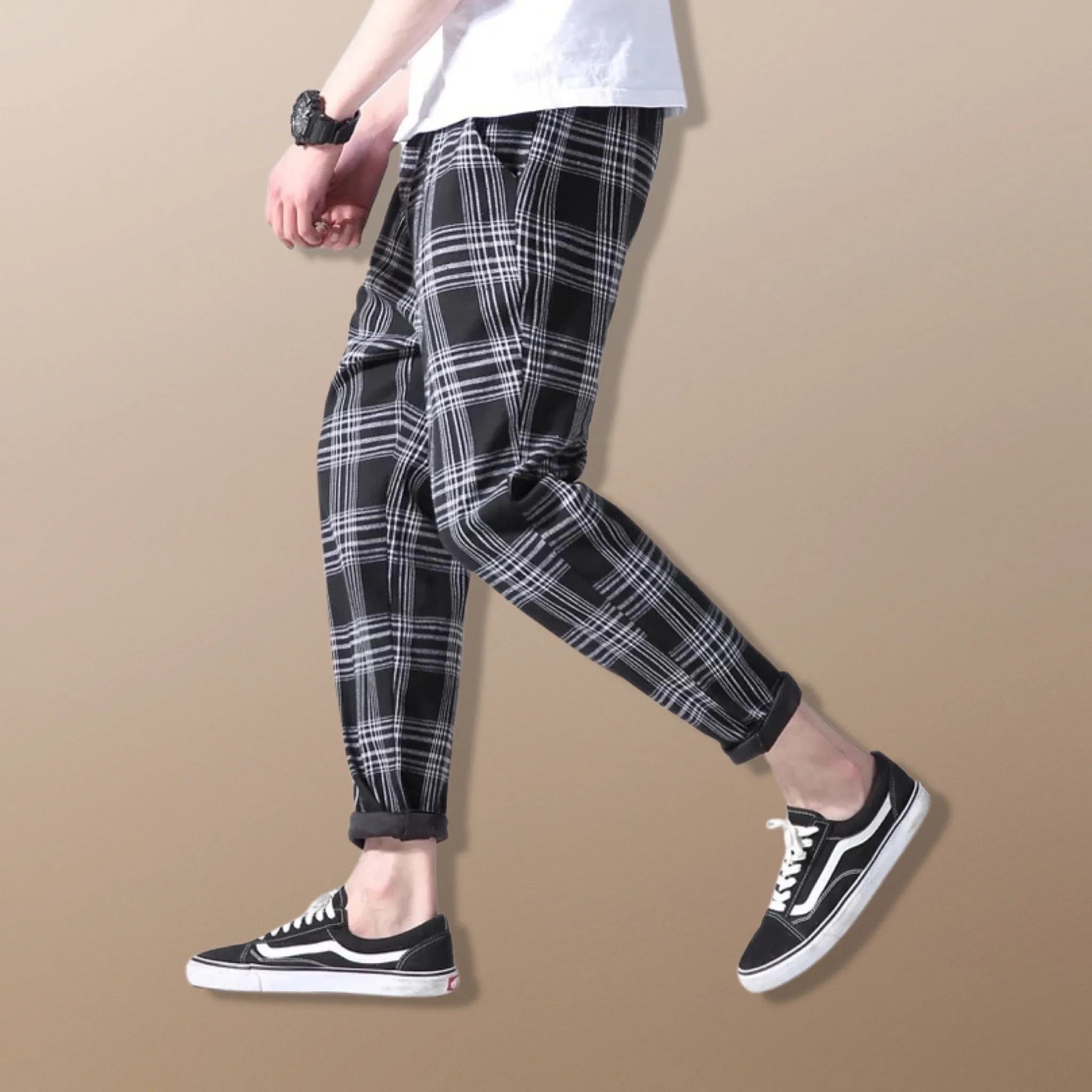 Slim Plaid Harajuku Streetwear Jogger Harem Pants