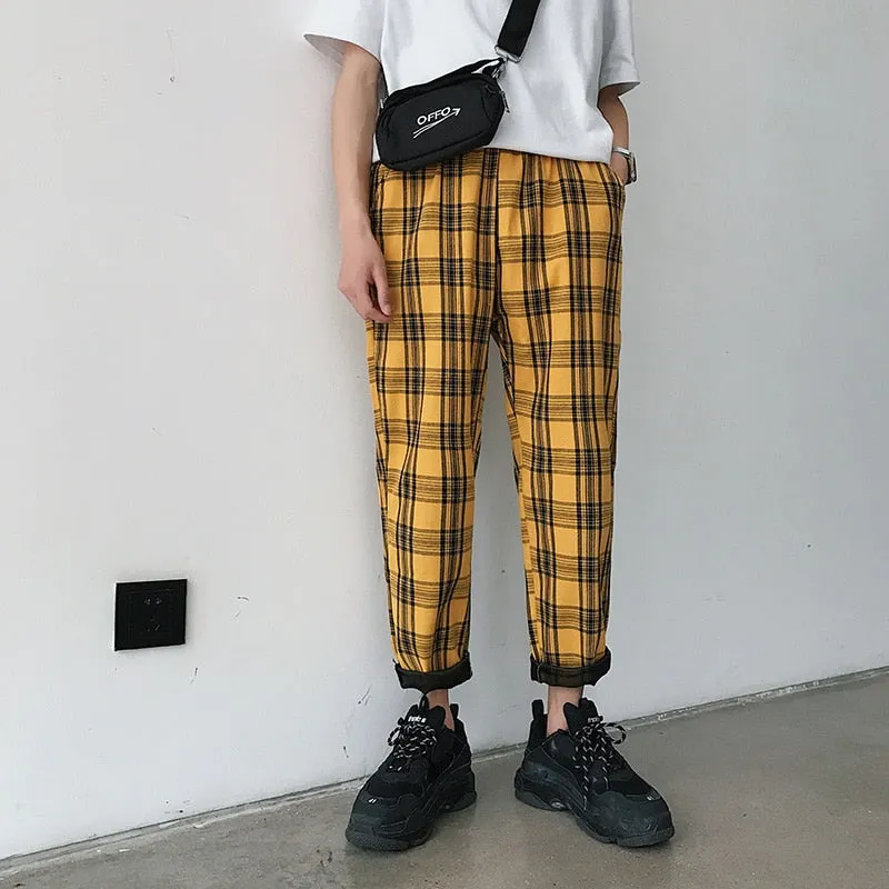 Slim Plaid Harajuku Streetwear Jogger Harem Pants