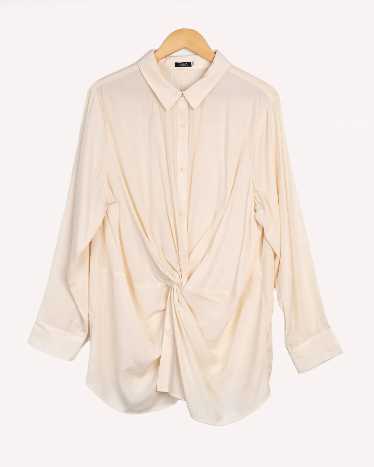 Solid Knotted Front Shirt.