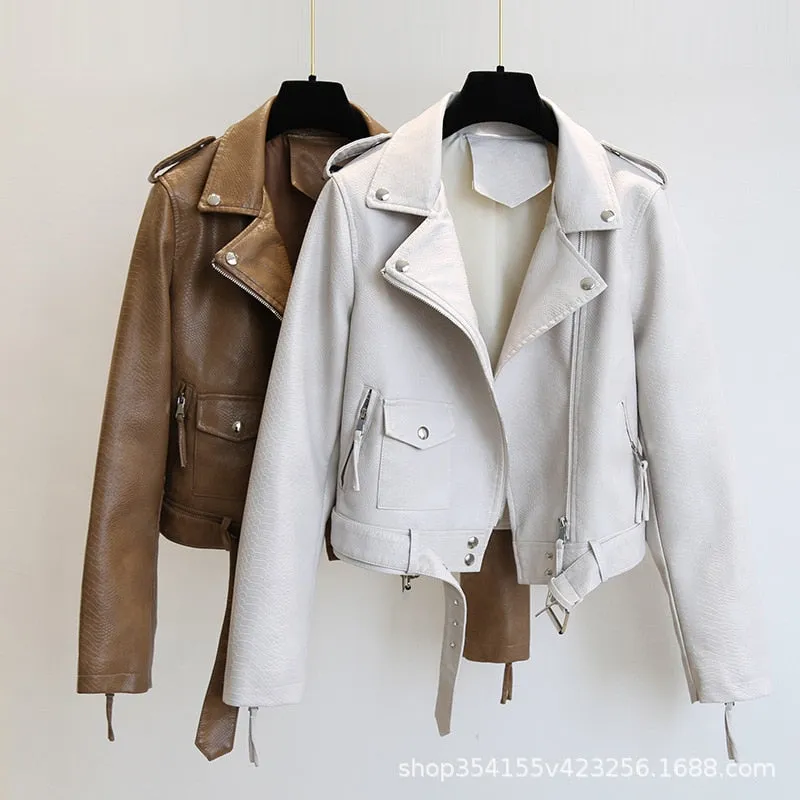 Spring Autumn Ladies Motorcycle Leather