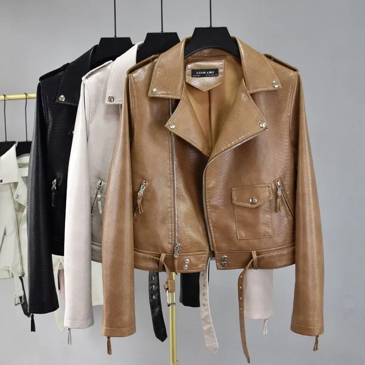 Spring Autumn Ladies Motorcycle Leather