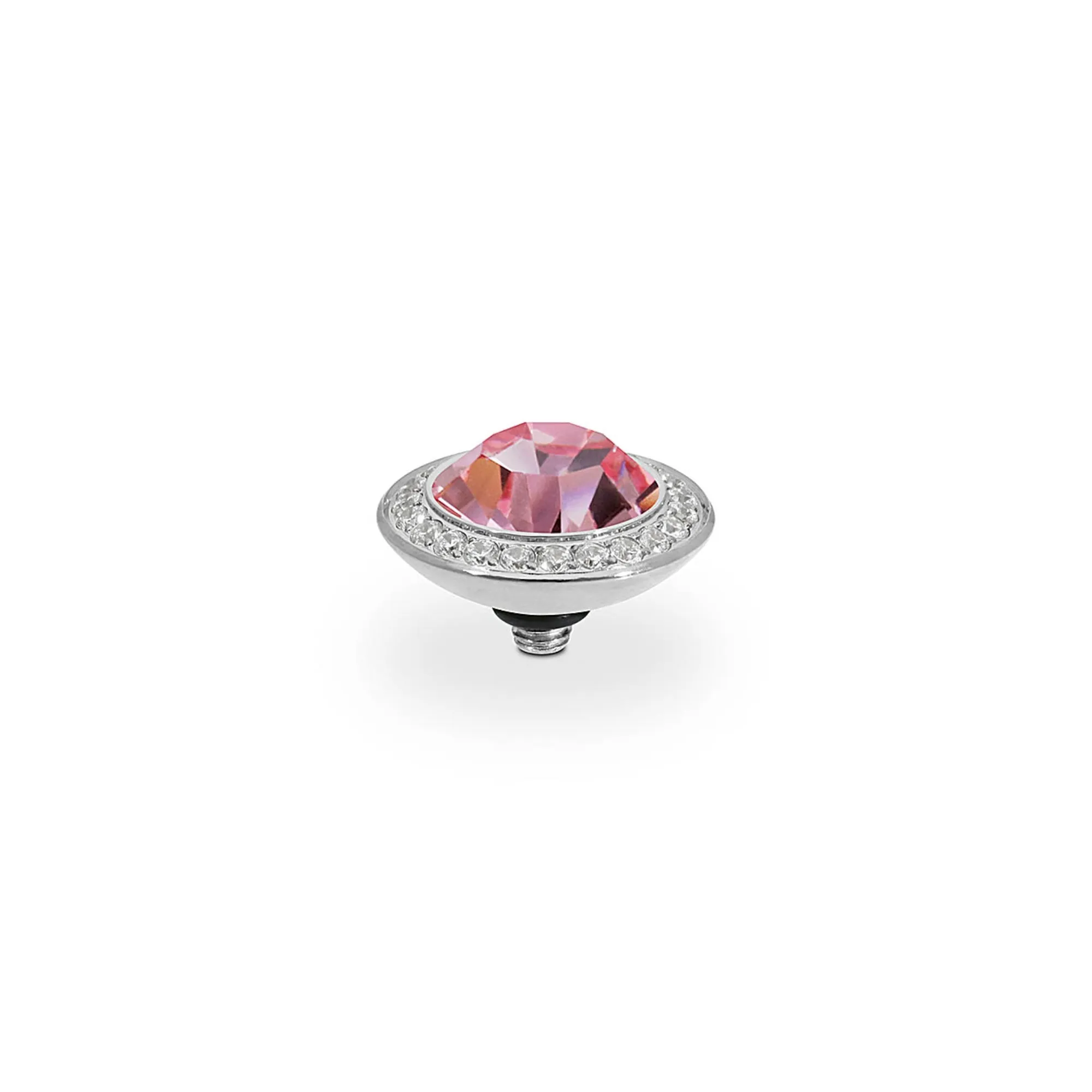 Tondo Deluxe Silver and Light Rose Crystal Ring Gem Top, 13mm