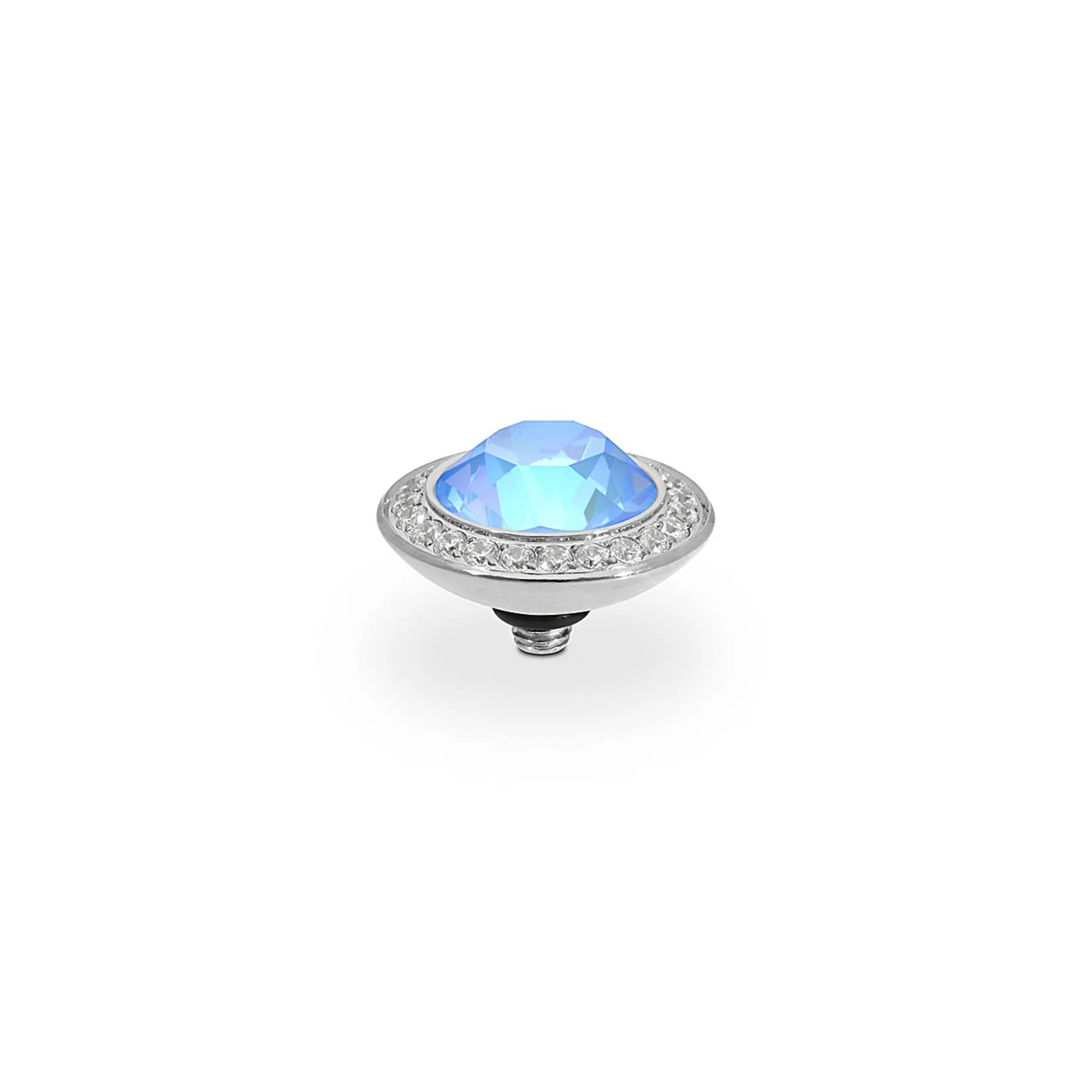 Tondo Deluxe Silver and Ocean Delite Crystal Ring Gem Top, 13mm