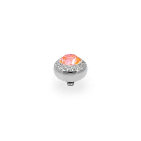 Tondo Deluxe Silver and Orange Glow Delite Crystal Ring Gem Top, 10mm