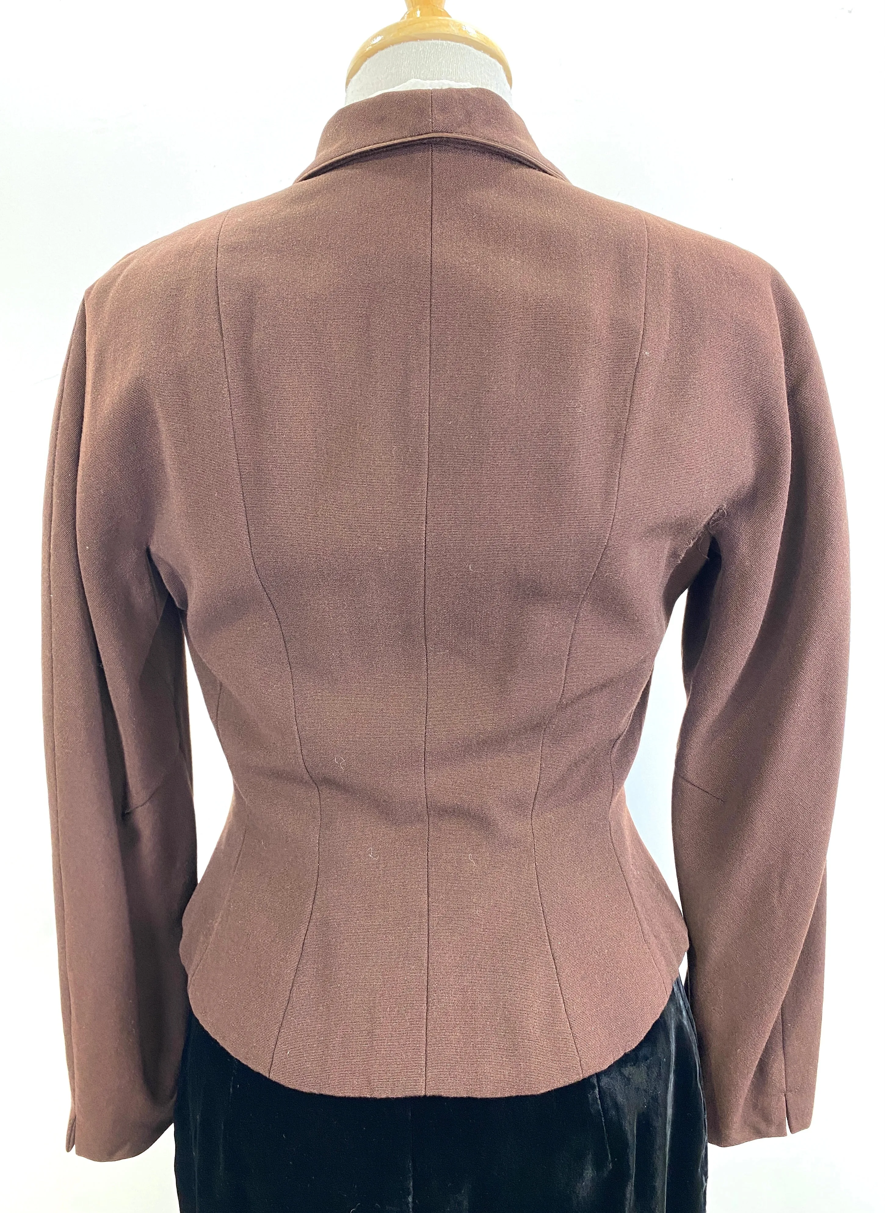 Vintage 1950s Women's Brown Wool Fitted Jacket, Small