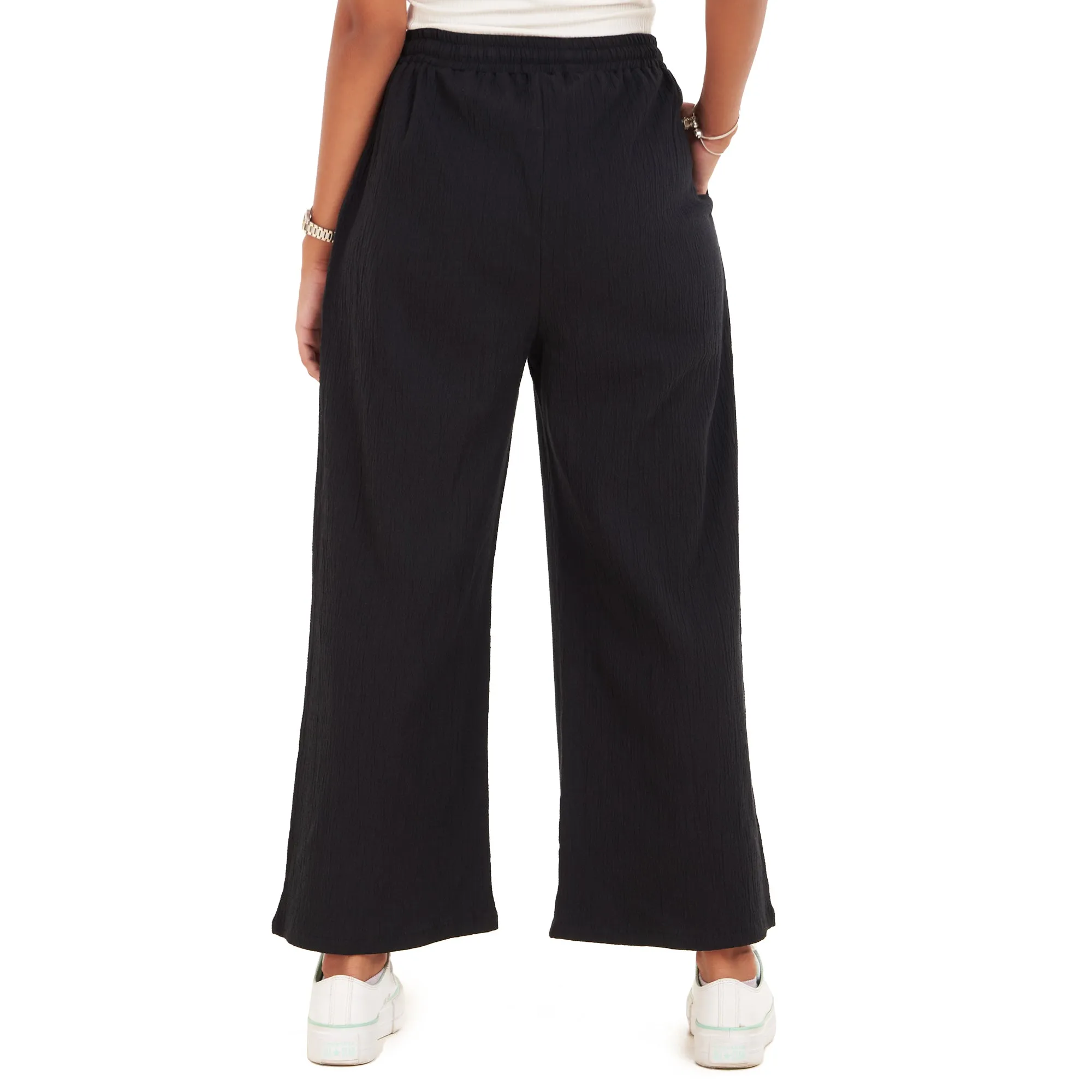 Women summer wide leg pants Black