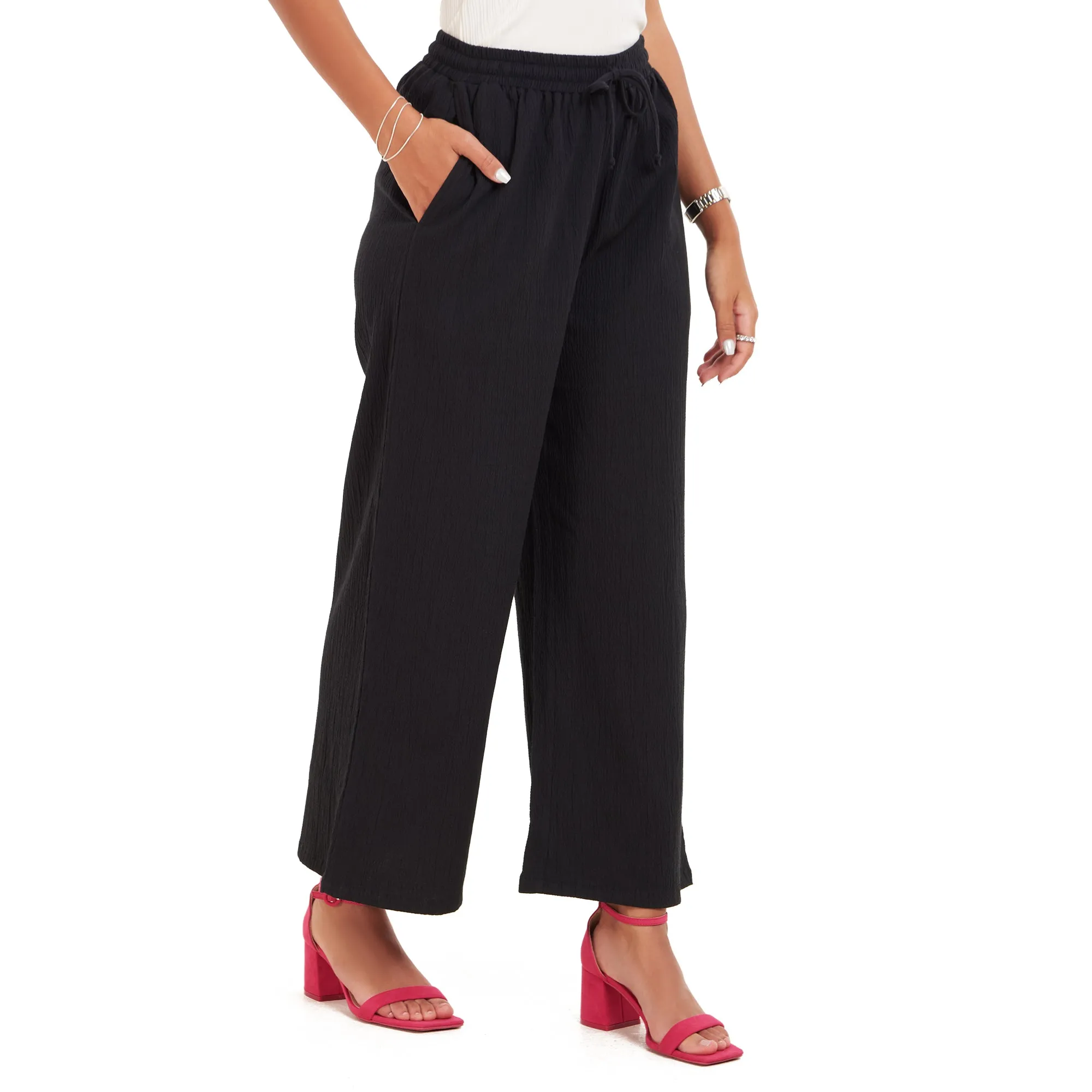 Women summer wide leg pants Black