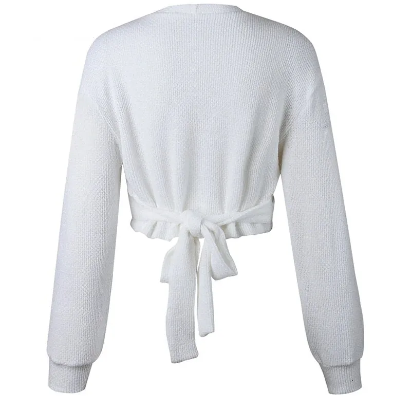 Women's Autumn/Winter Warm Soft Off-Shoulder Knitted Cropped Sweater