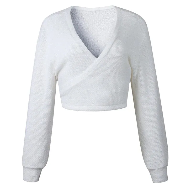 Women's Autumn/Winter Warm Soft Off-Shoulder Knitted Cropped Sweater